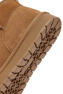 Kadın Camel Kürklü Süet Deri Teddy Bot | Derimod