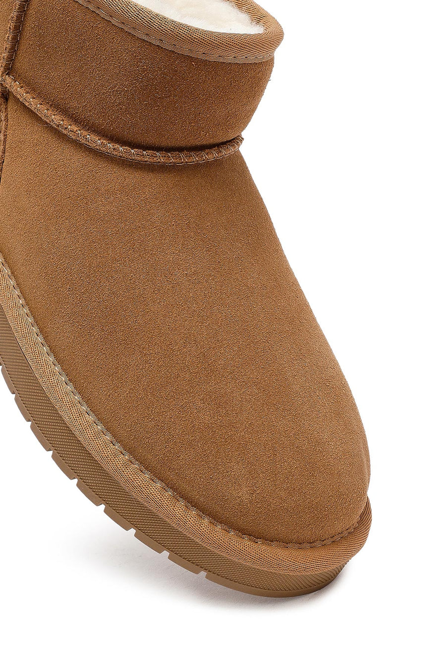 Woman Camel Fur Suede Leather Teddy Bot
