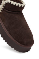 Kadın Kahverengi Süet Deri Teddy Bot | Derimod