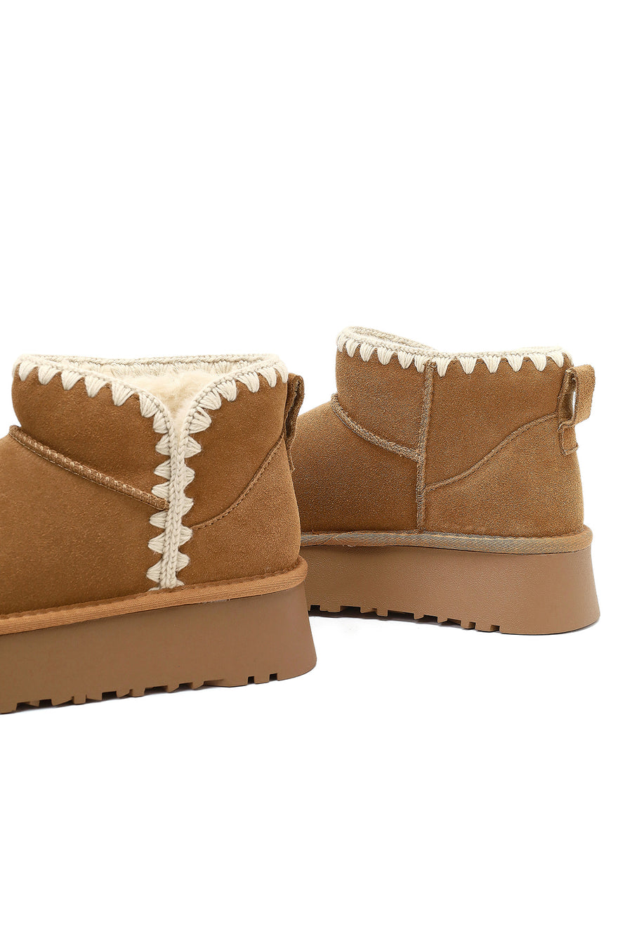Woman Camel Süet Leather Teddy Bot