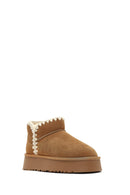 Kadın Camel Süet Deri Teddy Bot | Derimod