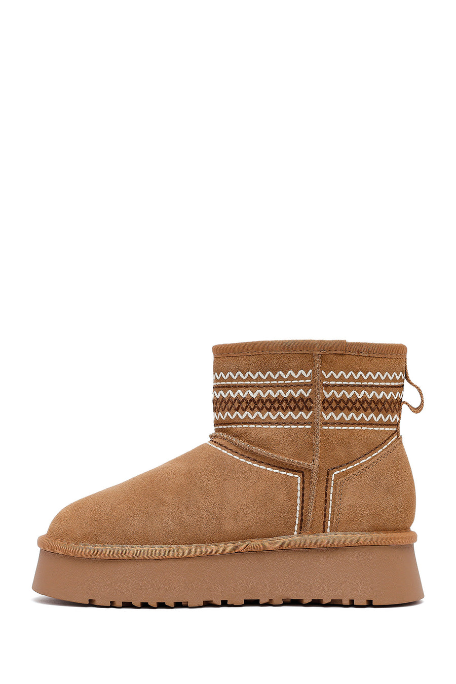 Women's Camel Thick-Soled Suede Leather Teddy Boot