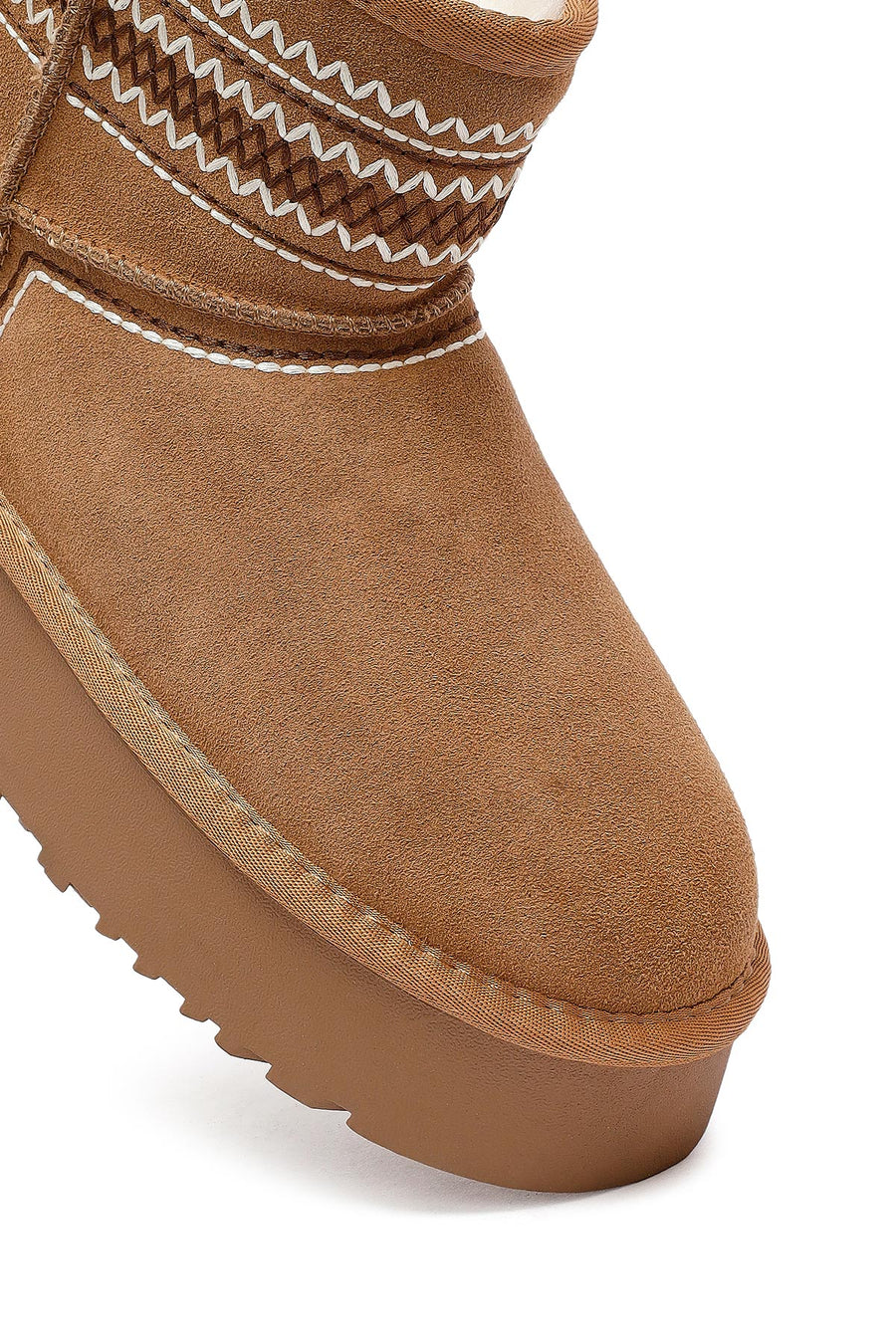 Women's Camel Thick-Soled Suede Leather Teddy Boot