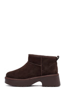 Kadın Kahverengi Kalın Tabanlı Kürklü Süet Deri Teddy Bot | Derimod