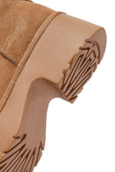 Woman Tan Thick-Soled Furry Suede Leather Teddy Bot | Derimod