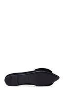 Women's Black Stone Suede Leather Ballet Flats | Derimod