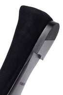 Women's Black Stone Suede Leather Ballet Flats | Derimod