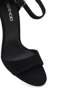 Women's Black Ankle Buckle Stone High Thin Heel Suede Leather Shoe | Derimod