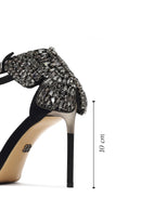 Women's Black Ankle Buckle Stone High Thin Heel Suede Leather Shoe | Derimod