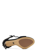 Women's Black Ankle Buckle Stone High Thin Heel Suede Leather Shoe | Derimod