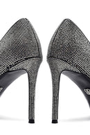 Women's Black Jeweled Thin Heeled Leather Stiletto | Derimod