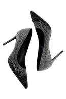 Women's Black Jeweled Thin Heeled Leather Stiletto | Derimod