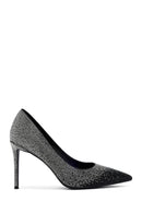 Women's Black Jeweled Thin Heeled Leather Stiletto | Derimod