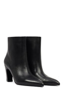 Women's Black Thick Heeled Leather Boots | Derimod