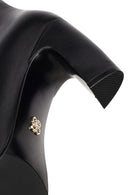 Women's Black Thick Heeled Leather Boots | Derimod