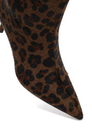 Kadın Leopar Desenli İnce Topuklu Deri Bot | Derimod