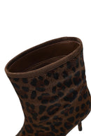 Kadın Leopar Desenli İnce Topuklu Deri Bot | Derimod
