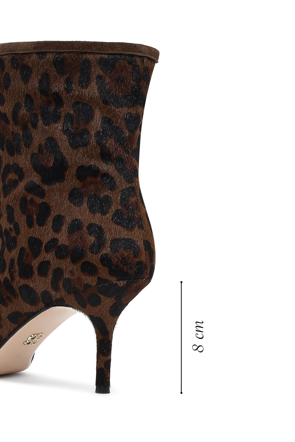 Kadın Leopar Desenli İnce Topuklu Deri Bot