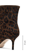 Kadın Leopar Desenli İnce Topuklu Deri Bot | Derimod