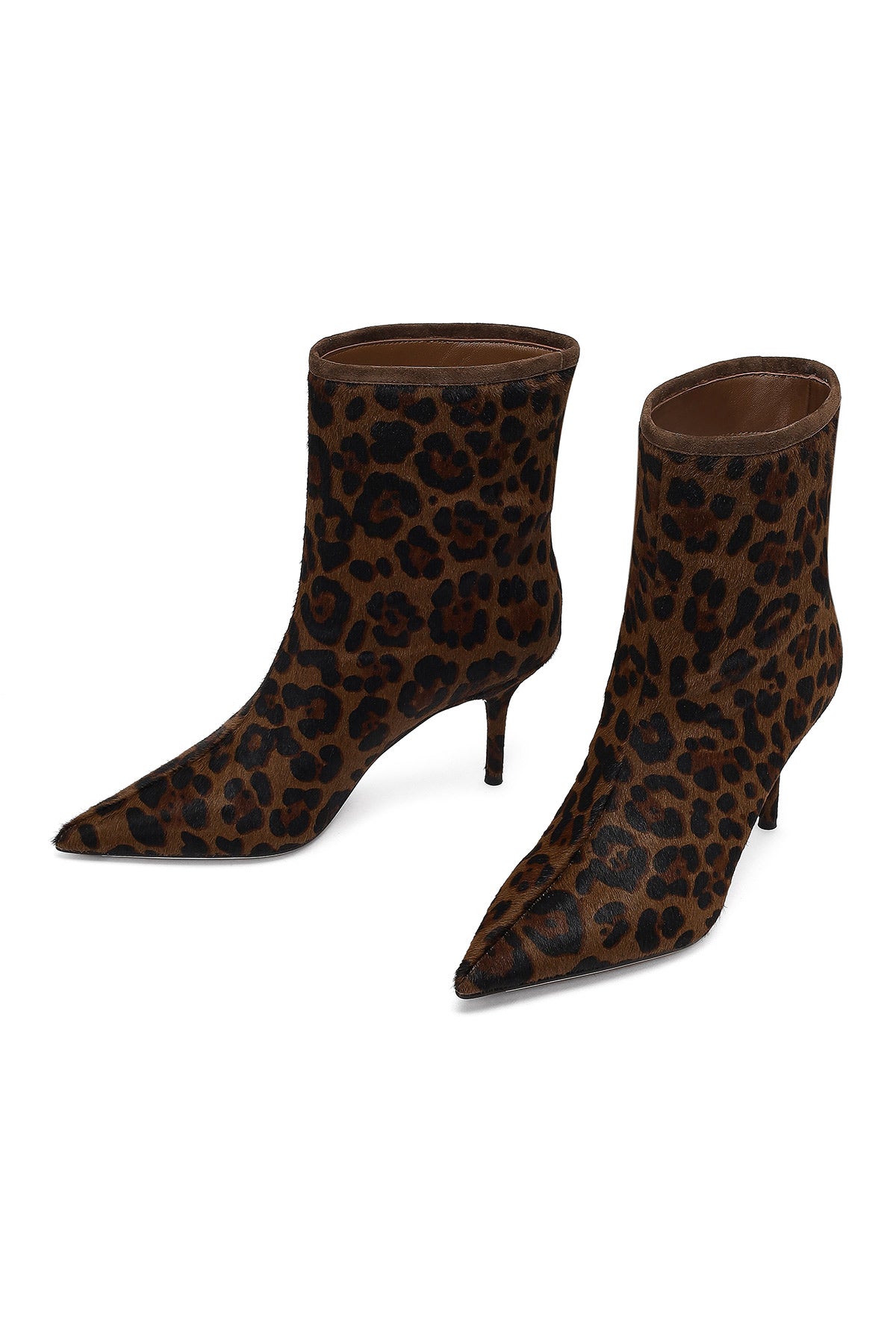 Kadın Leopar Desenli İnce Topuklu Deri Bot