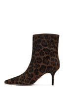 Kadın Leopar Desenli İnce Topuklu Deri Bot | Derimod