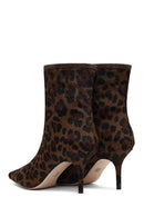 Kadın Leopar Desenli İnce Topuklu Deri Bot | Derimod