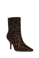 Kadın Leopar Desenli İnce Topuklu Deri Bot | Derimod