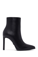 Kadın Siyah Fermuarlı Yüksek İnce Topuklu Deri Bot | Derimod