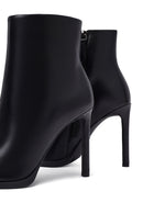 Kadın Siyah Fermuarlı Yüksek İnce Topuklu Deri Bot | Derimod