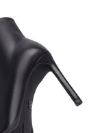 Kadın Siyah Fermuarlı Yüksek İnce Topuklu Deri Bot | Derimod