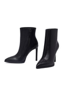 Kadın Siyah Fermuarlı Yüksek İnce Topuklu Deri Bot | Derimod