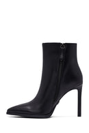 Kadın Siyah Fermuarlı Yüksek İnce Topuklu Deri Bot | Derimod