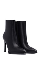 Kadın Siyah Fermuarlı Yüksek İnce Topuklu Deri Bot | Derimod