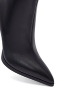 Kadın Siyah Fermuarlı Yüksek İnce Topuklu Deri Bot | Derimod