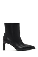 Women's Black Thin Heeled Leather Boot | Derimod