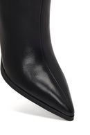 Women's Black Thin Heeled Leather Boot | Derimod