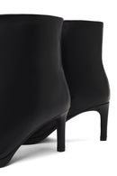 Women's Black Thin Heeled Leather Boot | Derimod