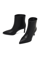 Women's Black Thin Heeled Leather Boot | Derimod
