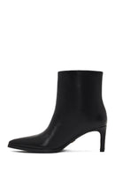 Women's Black Thin Heeled Leather Boot | Derimod