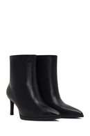 Women's Black Thin Heeled Leather Boot | Derimod