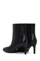 Women's Black Thin Heeled Leather Boot | Derimod