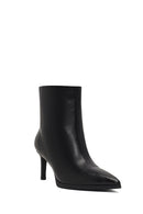 Women's Black Thin Heeled Leather Boot | Derimod