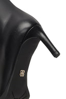 Women's Black Thin Heeled Leather Boot | Derimod