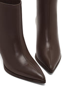 Women's Brown Thin Heeled Leather Boots | Derimod