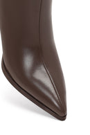 Women's Brown Thin Heeled Leather Boots | Derimod