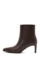 Women's Brown Thin Heeled Leather Boots | Derimod