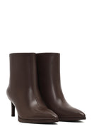 Women's Brown Thin Heeled Leather Boots | Derimod
