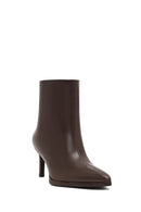 Women's Brown Thin Heeled Leather Boots | Derimod