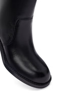 Women's Black Short Thick Heel Leather Boots | Derimod