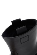 Women's Black Short Thick Heel Leather Boots | Derimod